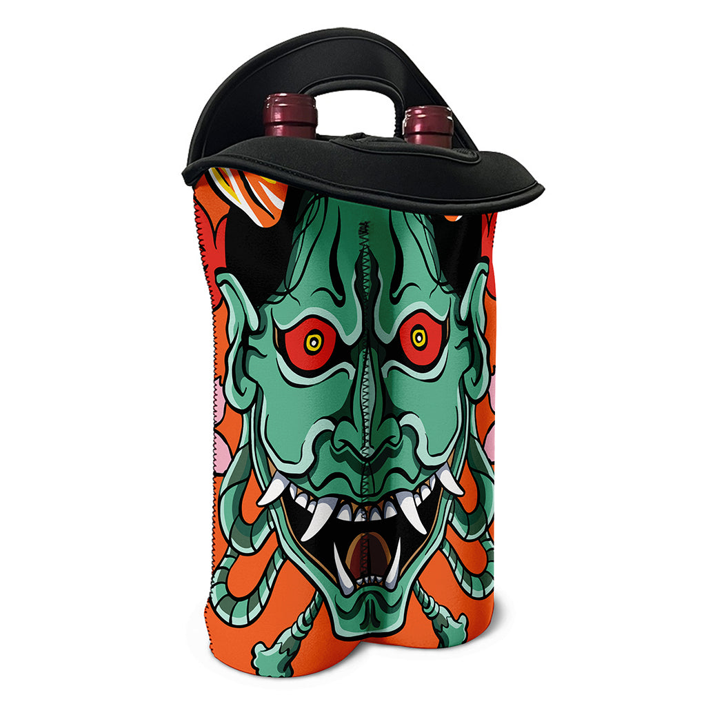 Japanese Demon Print Double Neoprene Wine Tote