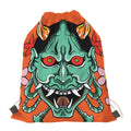 Japanese Demon Print Drawstring Bag