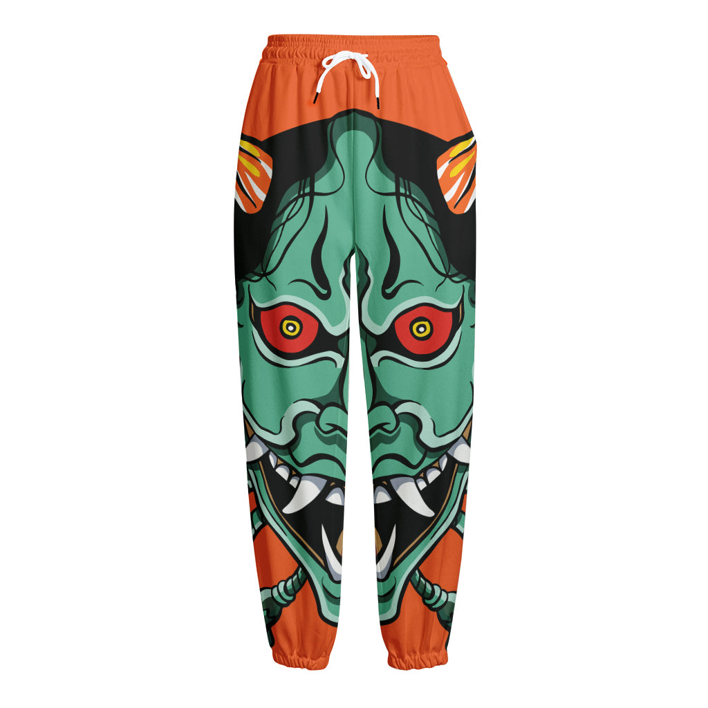 Japanese Demon Print Fleece Lined Knit Pants