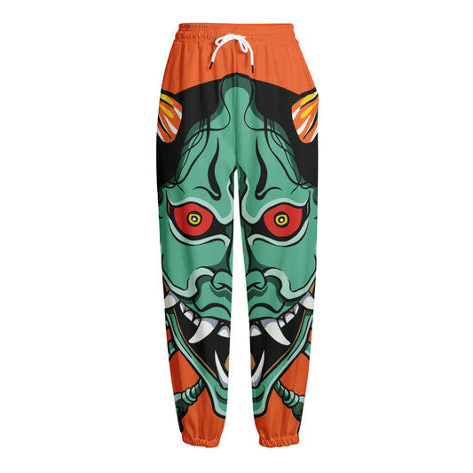 Japanese Demon Print Fleece Lined Knit Pants