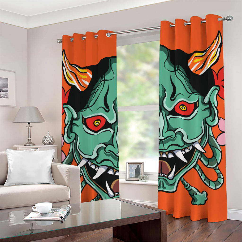 Japanese Demon Print Grommet Curtains