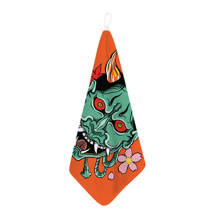 Japanese Demon Print Hand Towel