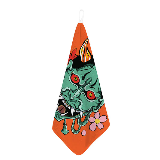 Japanese Demon Print Hand Towel