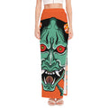 Japanese Demon Print High Slit Maxi Skirt