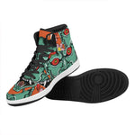 Japanese Demon Print High Top Leather Sneakers