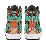 Japanese Demon Print High Top Leather Sneakers