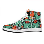Japanese Demon Print High Top Leather Sneakers