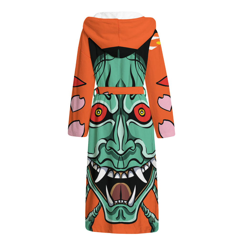 Japanese Demon Print Hooded Bathrobe
