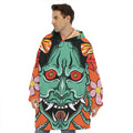 Japanese Demon Print Hoodie Blanket