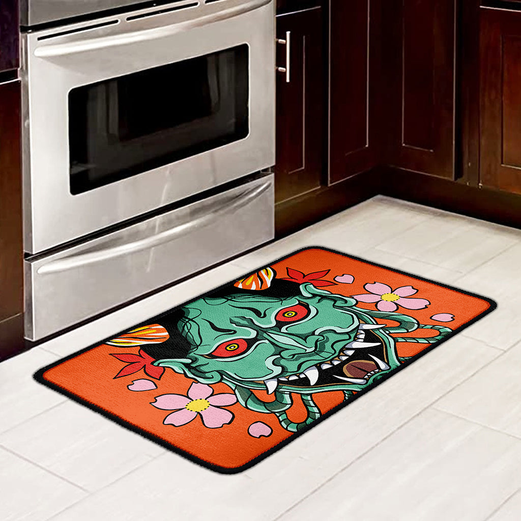 Japanese Demon Print Kitchen Mat