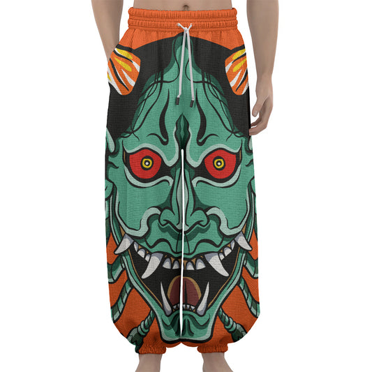 Japanese Demon Print Lantern Pants