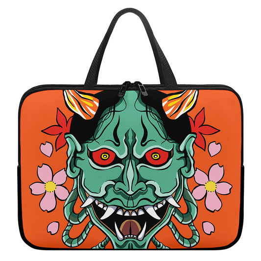 Japanese Demon Print Laptop Sleeve With Handle