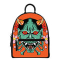 Japanese Demon Print Leather Backpack