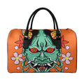 Japanese Demon Print Leather Duffel Bag