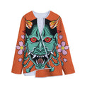 Japanese Demon Print Long Sleeve Short Coat