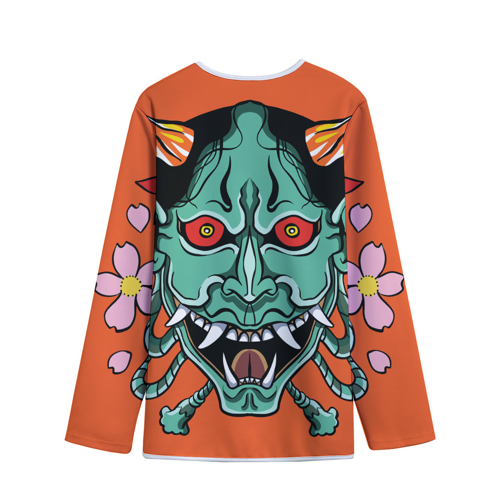 Japanese Demon Print Long Sleeve Short Coat