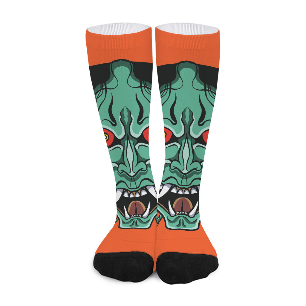 Japanese Demon Print Long Socks