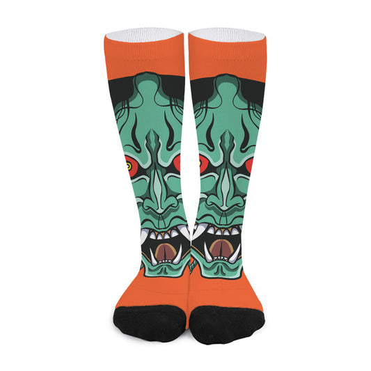 Japanese Demon Print Long Socks