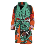 Japanese Demon Print Men's Bathrobe