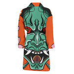 Japanese Demon Print Men's Bathrobe