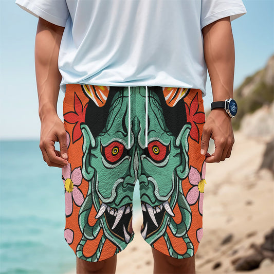Japanese Demon Print Men's Cargo Shorts