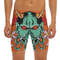 Japanese Demon Print Men's Long Boxer Briefs