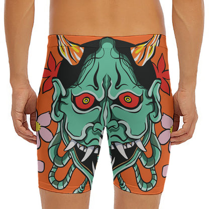 Japanese Demon Print Men's Long Boxer Briefs