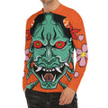 Japanese Demon Print Men's Long Sleeve Rash Guard