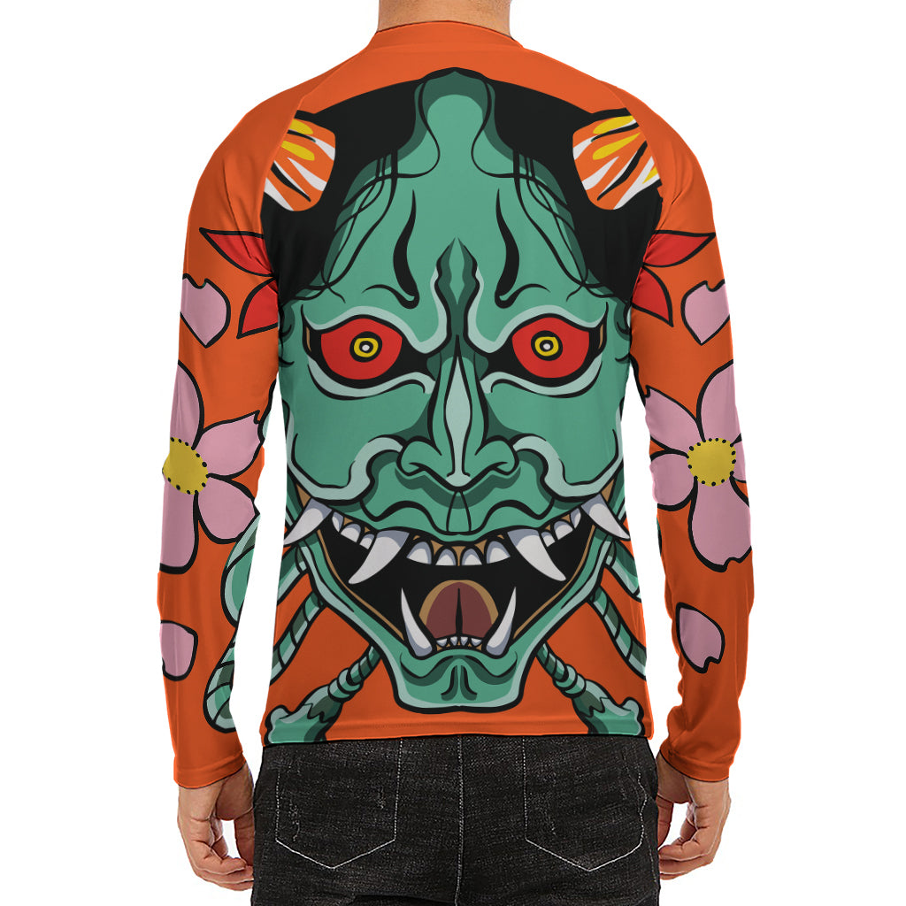 Japanese Demon Print Men's Long Sleeve Rash Guard