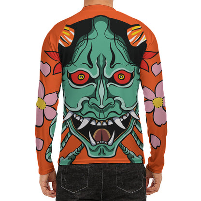 Japanese Demon Print Men's Long Sleeve Rash Guard