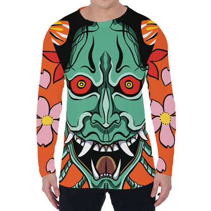 Japanese Demon Print Men's Long Sleeve T-Shirt