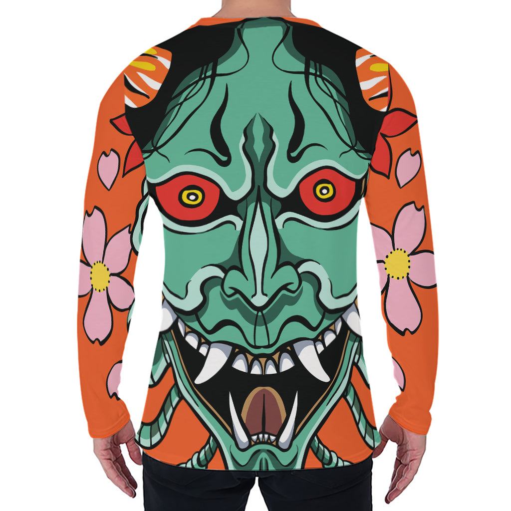 Japanese Demon Print Men's Long Sleeve T-Shirt