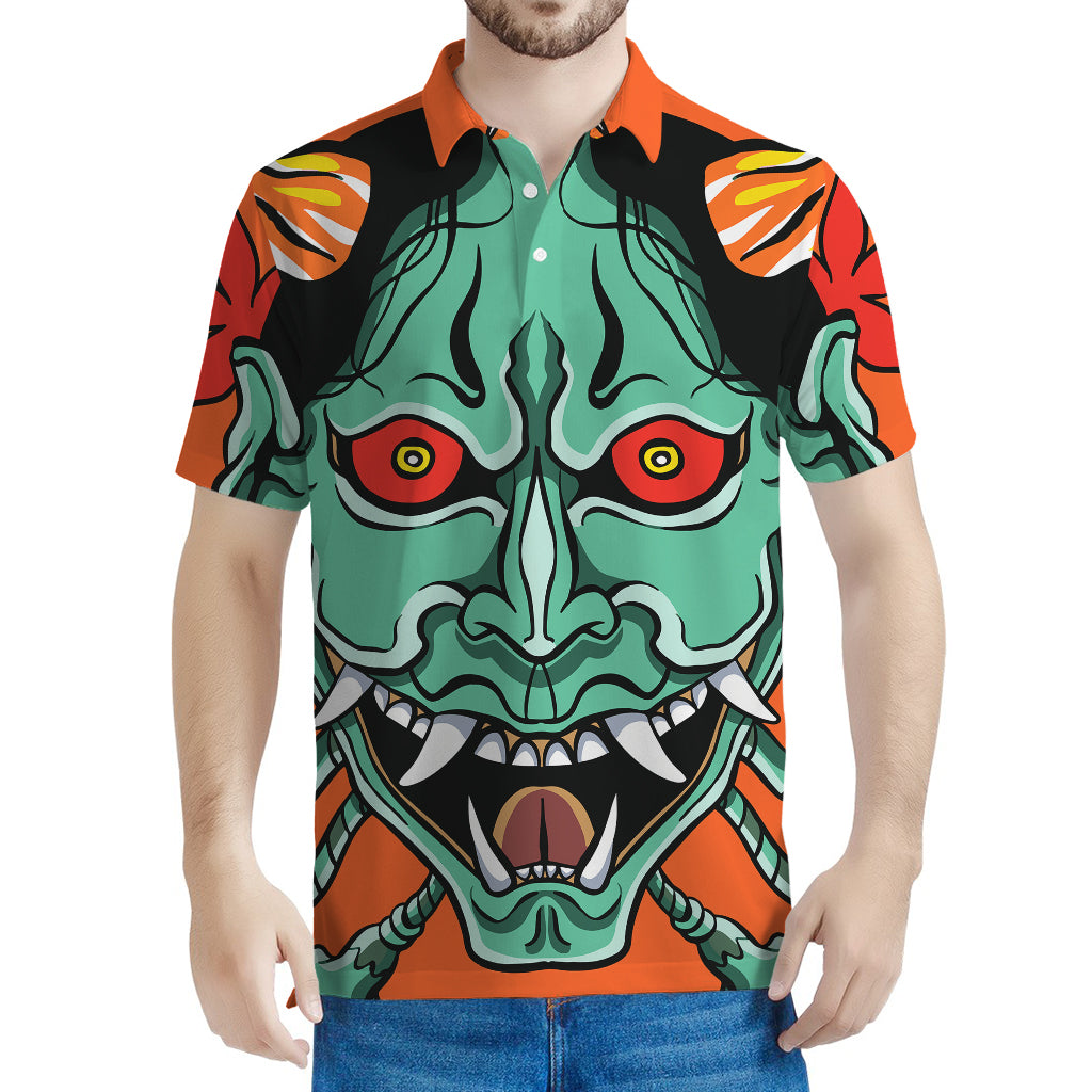 Japanese Demon Print Men's Polo Shirt