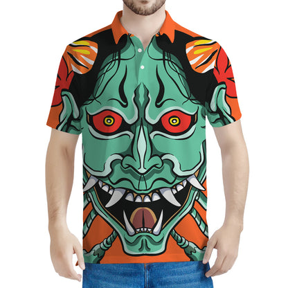 Japanese Demon Print Men's Polo Shirt