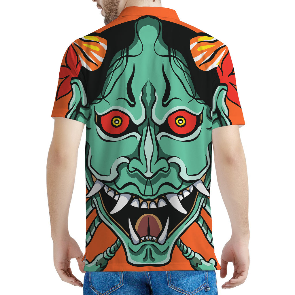 Japanese Demon Print Men's Polo Shirt