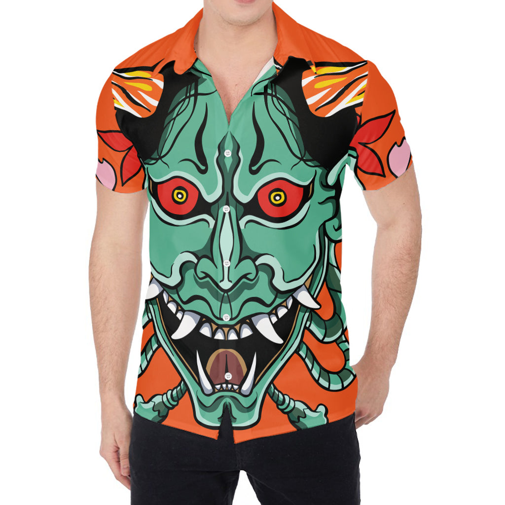 Japanese Demon Print Men's Shirt