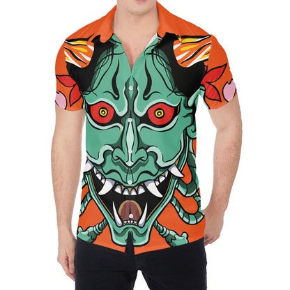 Japanese Demon Print Men's Shirt