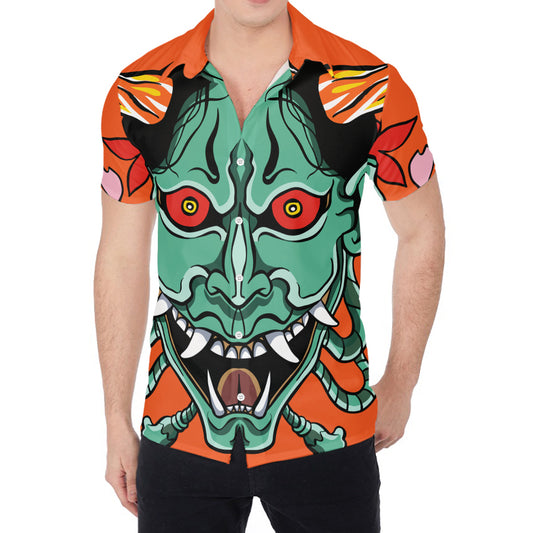 Japanese Demon Print Men's Shirt