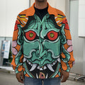 Japanese Demon Print Men's Shirt Jacket