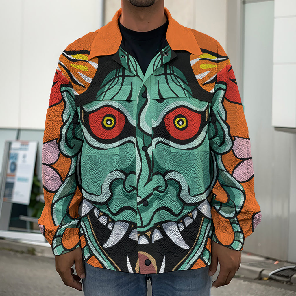 Japanese Demon Print Men's Shirt Jacket