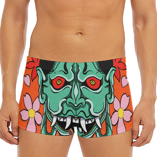 Japanese Demon Print Men's Short Boxer Briefs