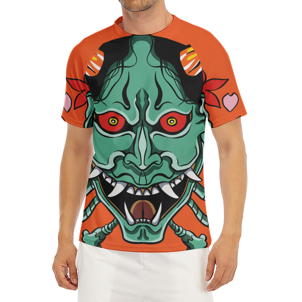 Japanese Demon Print Men's Short Sleeve Rash Guard