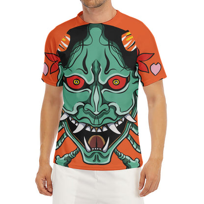 Japanese Demon Print Men's Short Sleeve Rash Guard