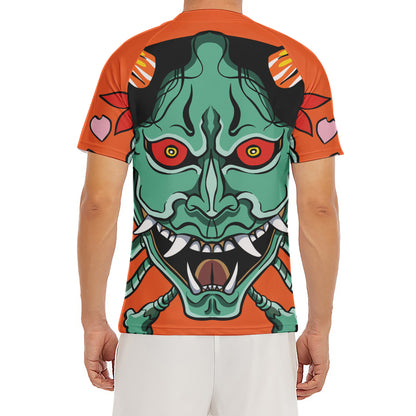 Japanese Demon Print Men's Short Sleeve Rash Guard