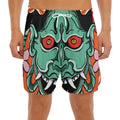 Japanese Demon Print Men's Split Running Shorts