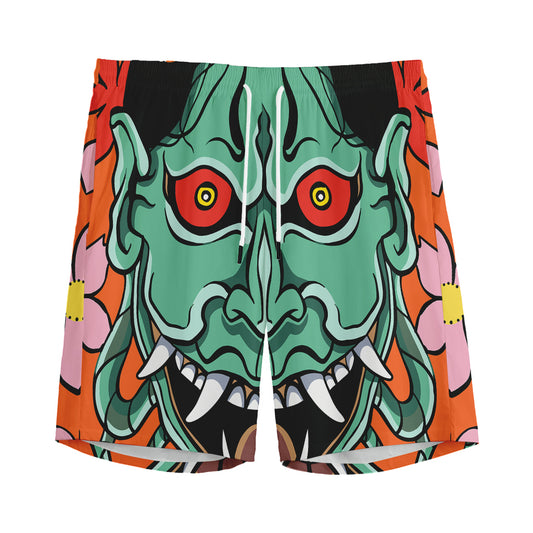 Japanese Demon Print Men's Sports Shorts