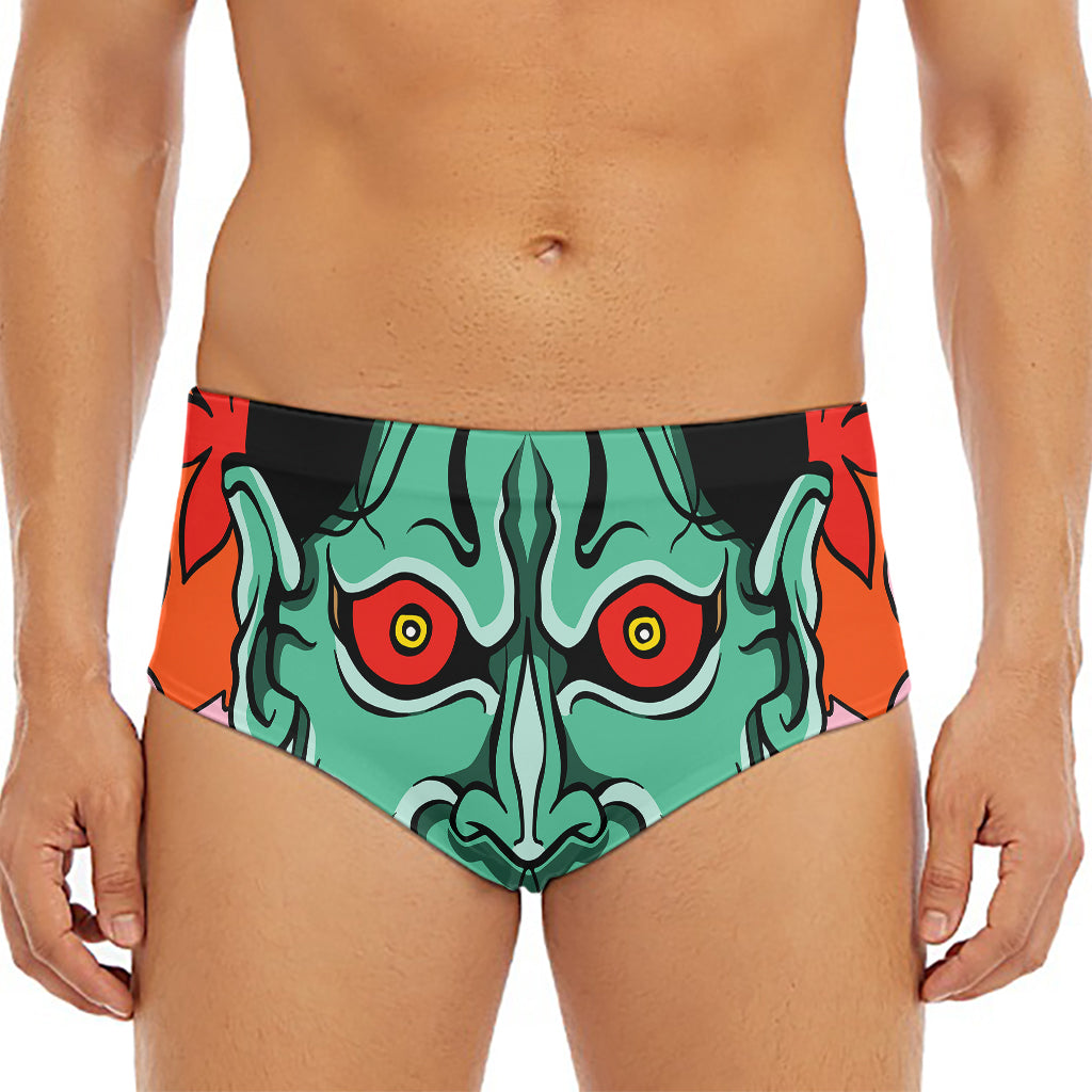 Japanese Demon Print Men's Triangle Swim Briefs