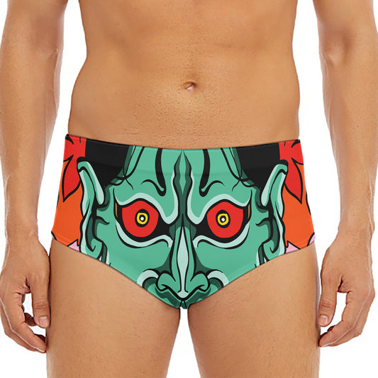 Japanese Demon Print Men's Triangle Swim Briefs