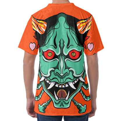 Japanese Demon Print Men's Velvet T-Shirt