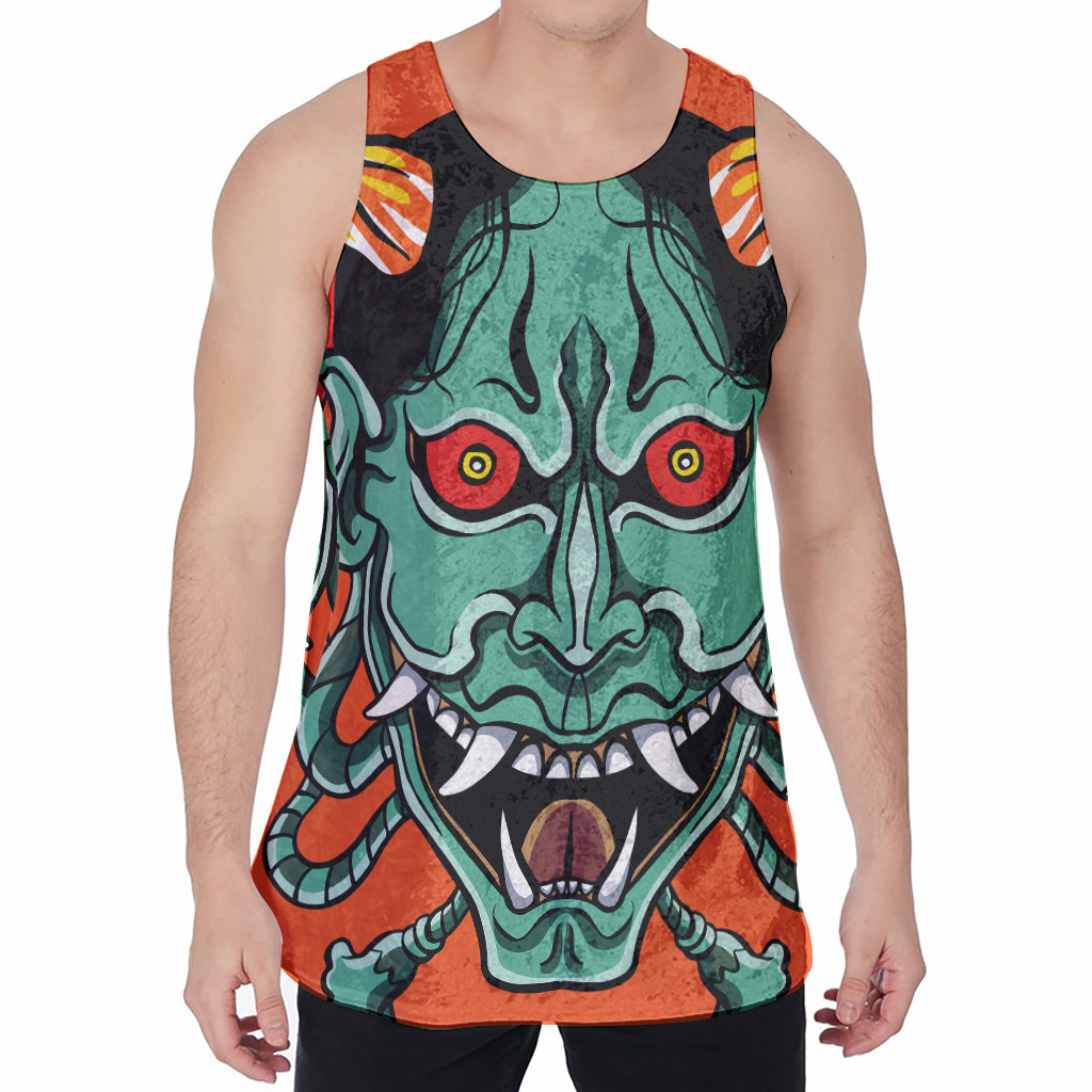 Japanese Demon Print Men's Velvet Tank Top